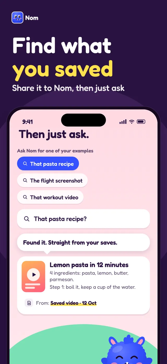 Screenshot from the Nom App Store listing